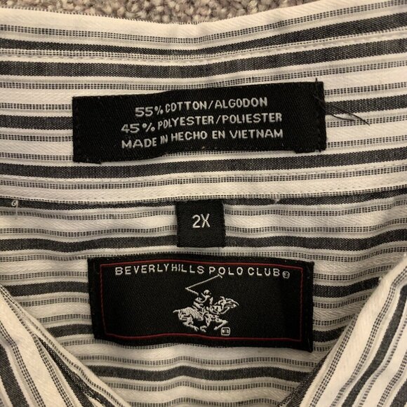 Beverly Hills Polo Club Women's Button Up Shirt Plus Size 2X Gray Striped GUC - Picture 9 of 10